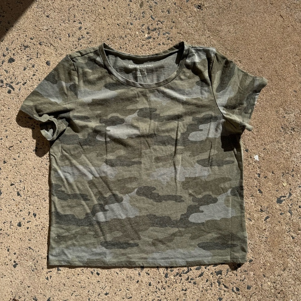 American Eagle Outfitters Green Camo Tee